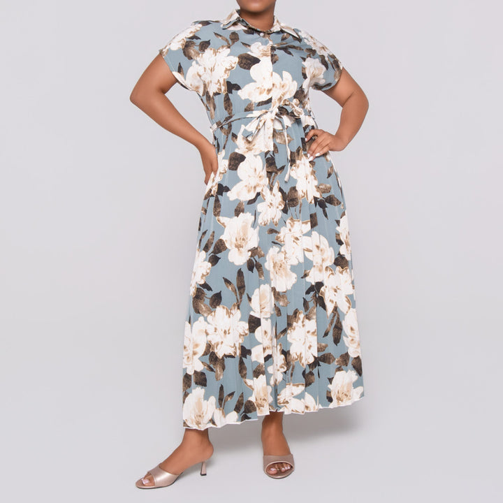 Plus Size Printed Foil Dress