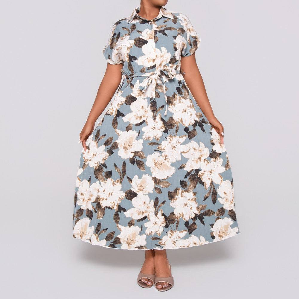 Plus Size Printed Foil Dress