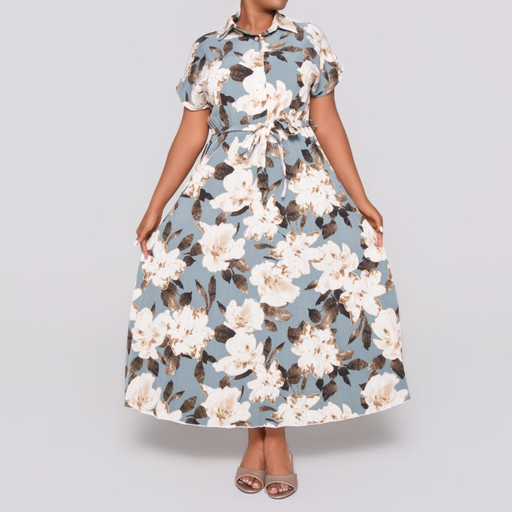 Plus Size Printed Foil Dress