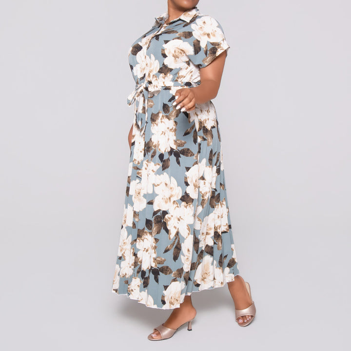 Plus Size Printed Foil Dress