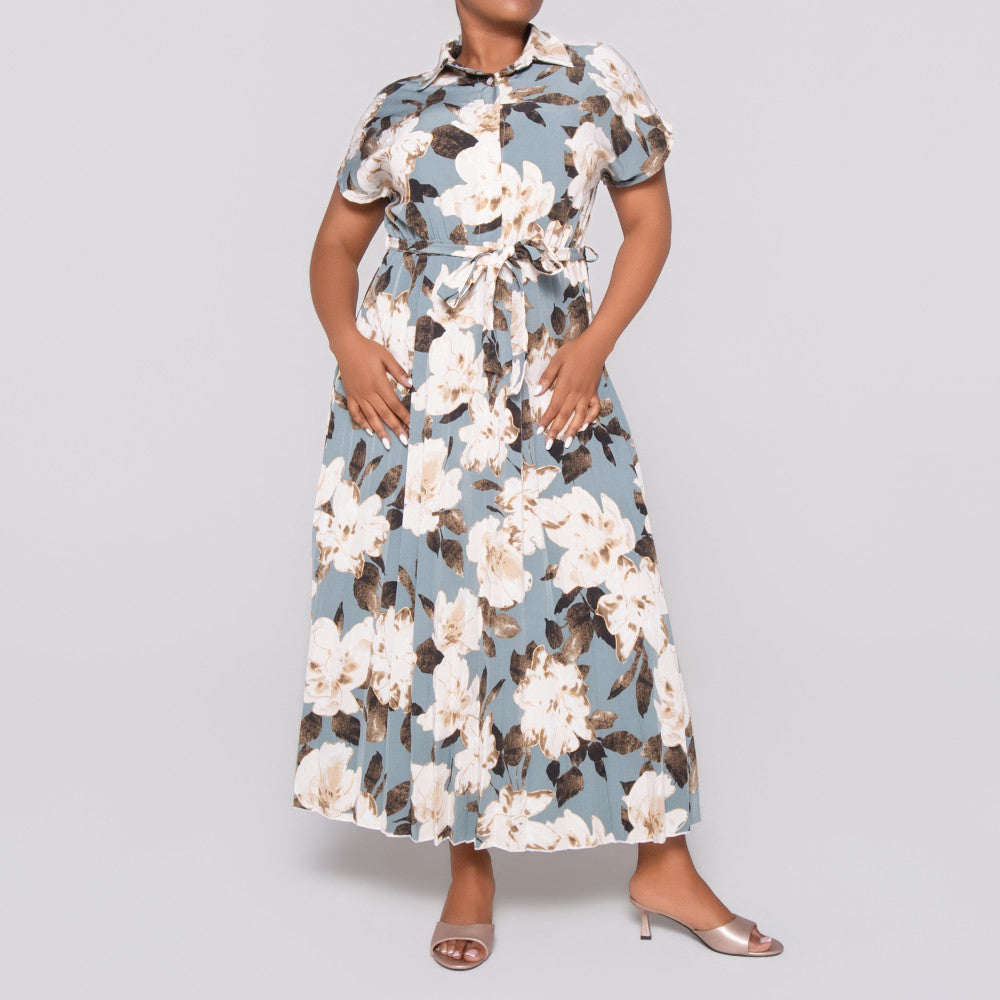 Plus Size Printed Foil Dress