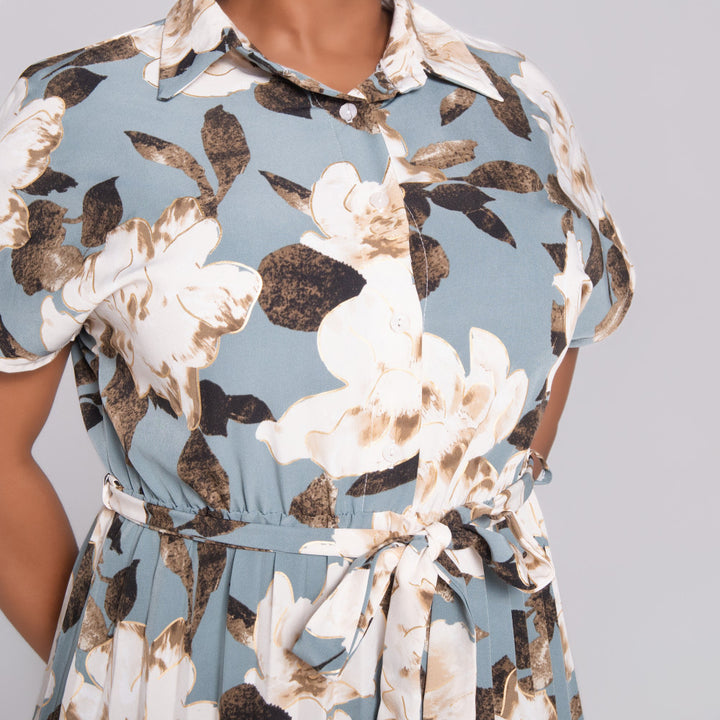 Plus Size Printed Foil Dress