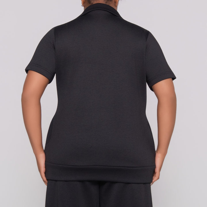 Plus Size Black Collar Top
