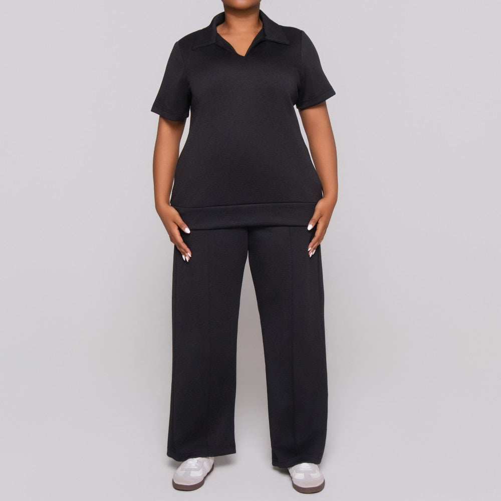 Plus Size Black Collar Top