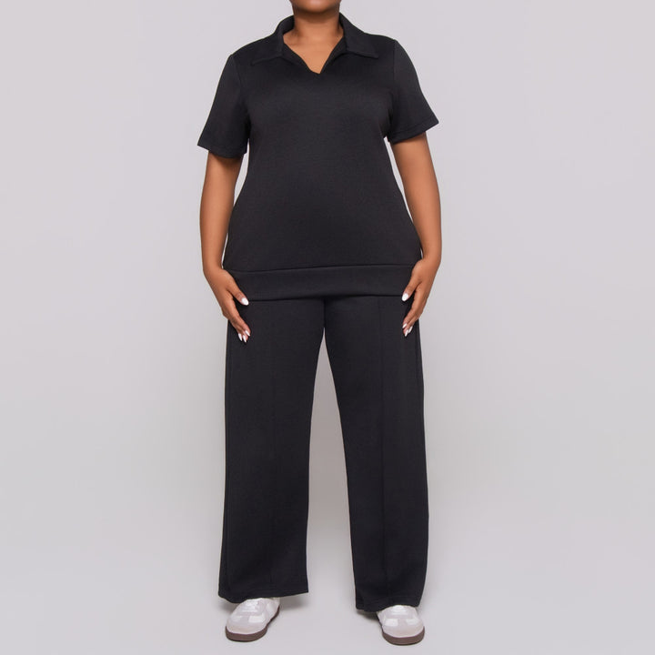 Plus Size Black Collar Top