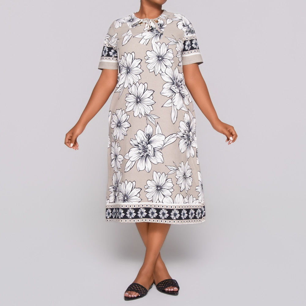 Plus Size Short Sleeve Printed Tunic