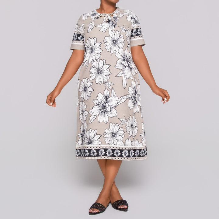 Plus Size Short Sleeve Printed Tunic