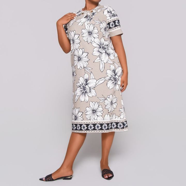 Plus Size Short Sleeve Printed Tunic