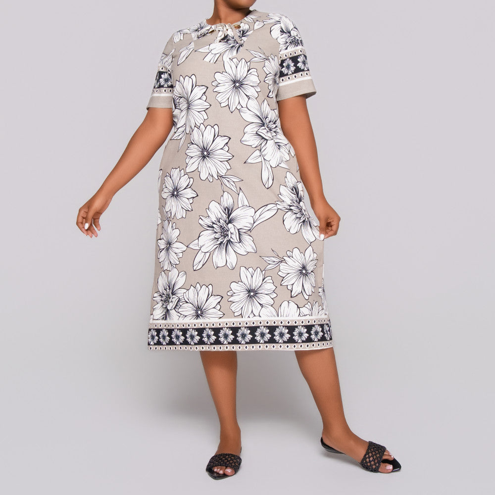 Plus Size Short Sleeve Printed Tunic