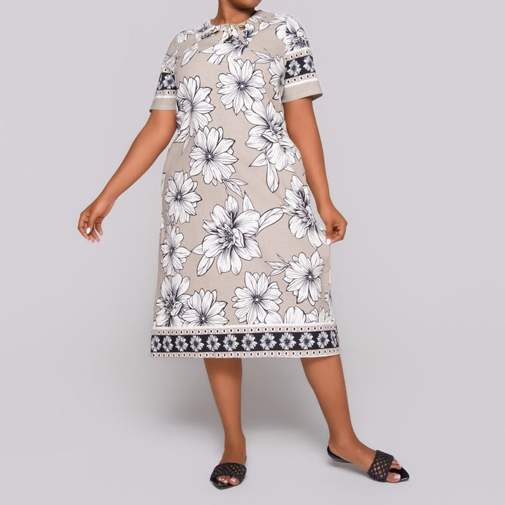 Plus Size Short Sleeve Printed Tunic