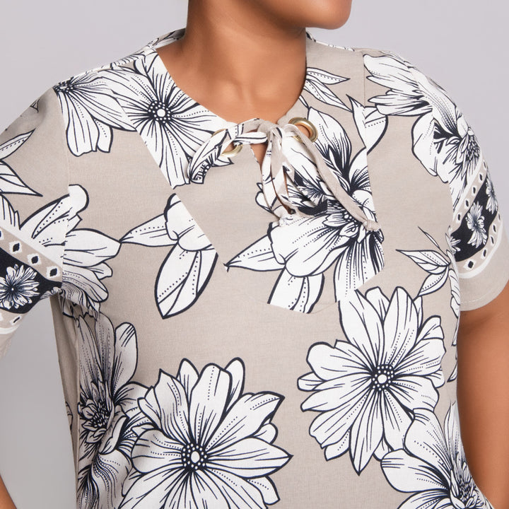 Plus Size Short Sleeve Printed Tunic