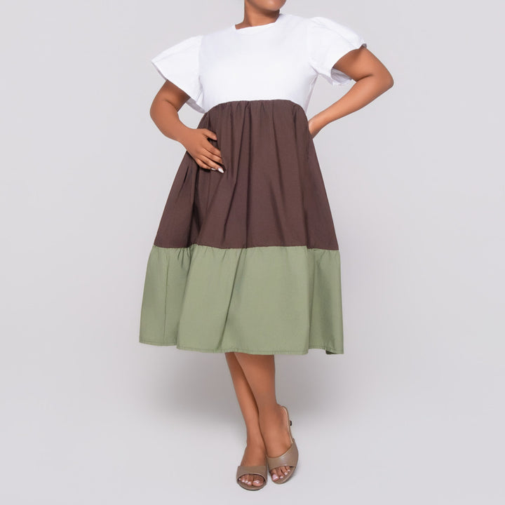 Plus Size Colour Block Tunic