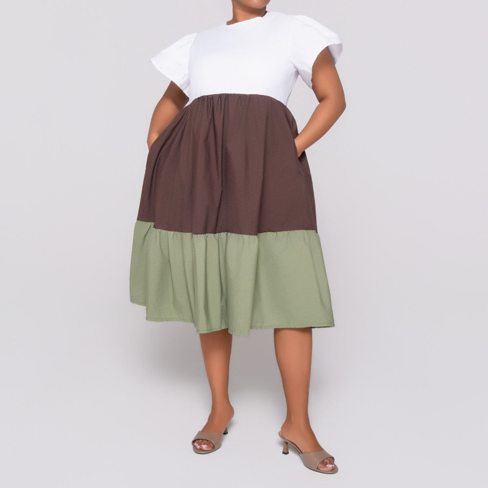 Plus Size Colour Block Tunic