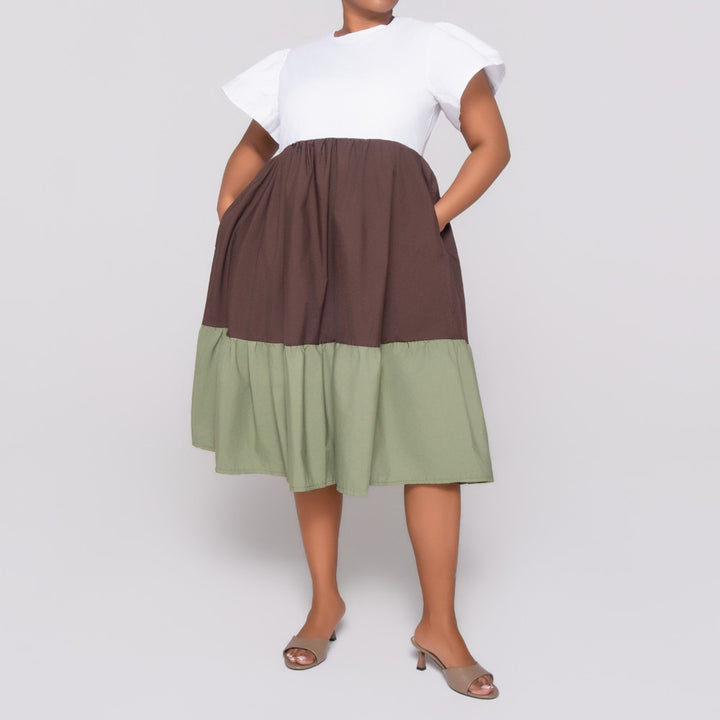 Plus Size Colour Block Tunic
