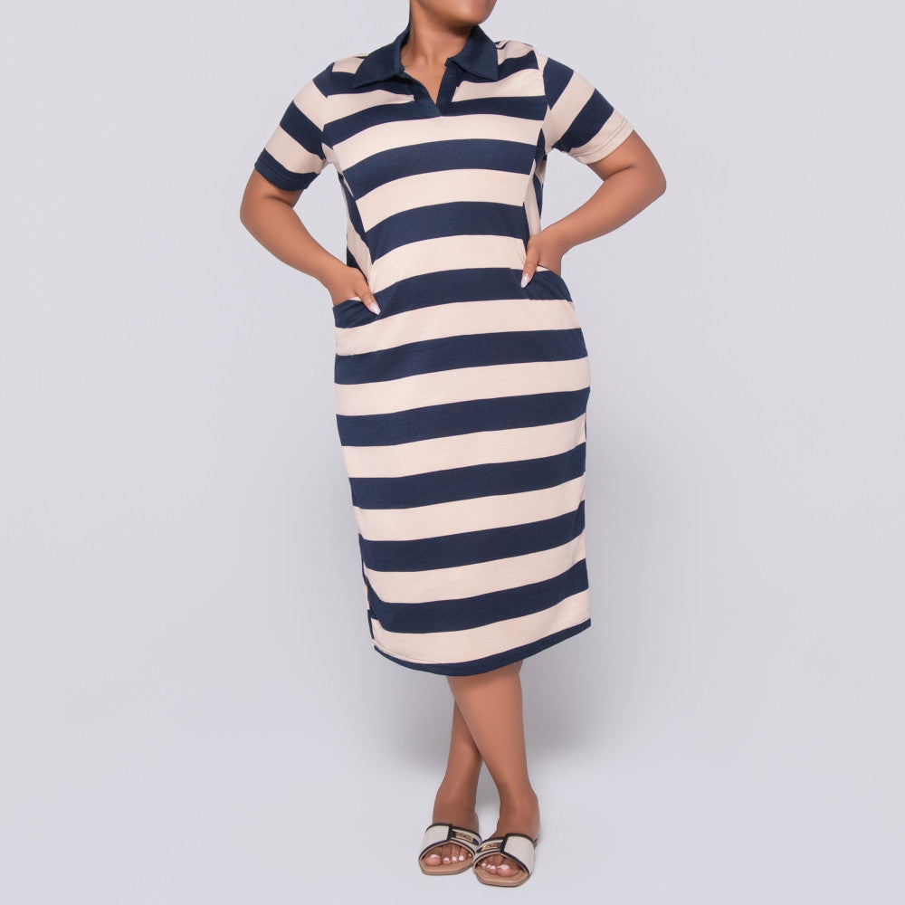 Plus Size Short Sleeve Striped  Tunic