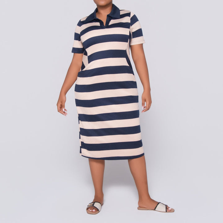 Plus Size Short Sleeve Striped  Tunic