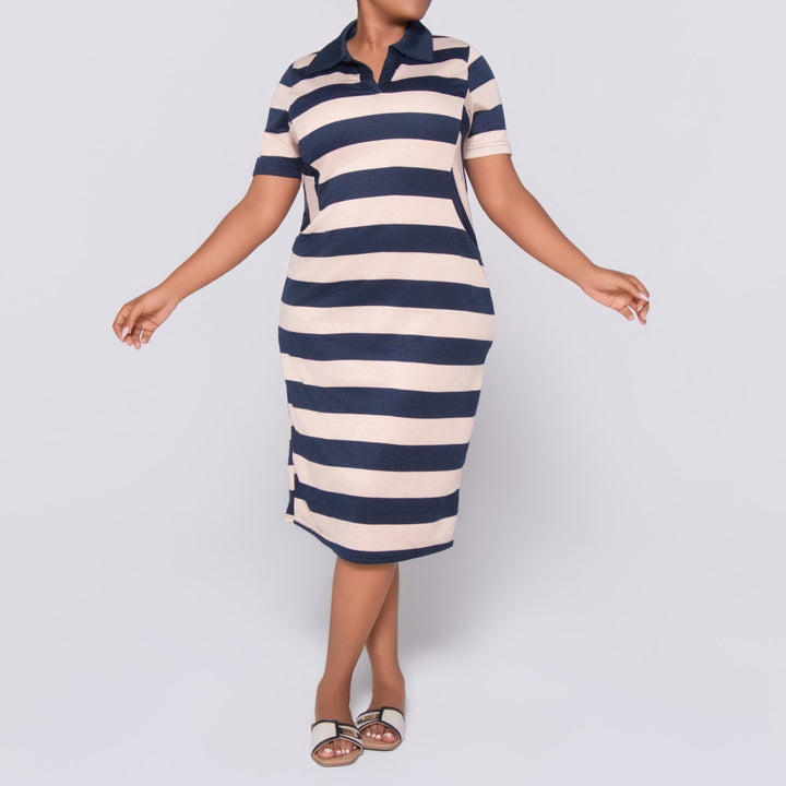 Plus Size Short Sleeve Striped  Tunic
