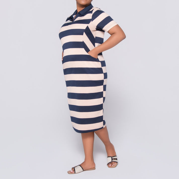 Plus Size Short Sleeve Striped  Tunic