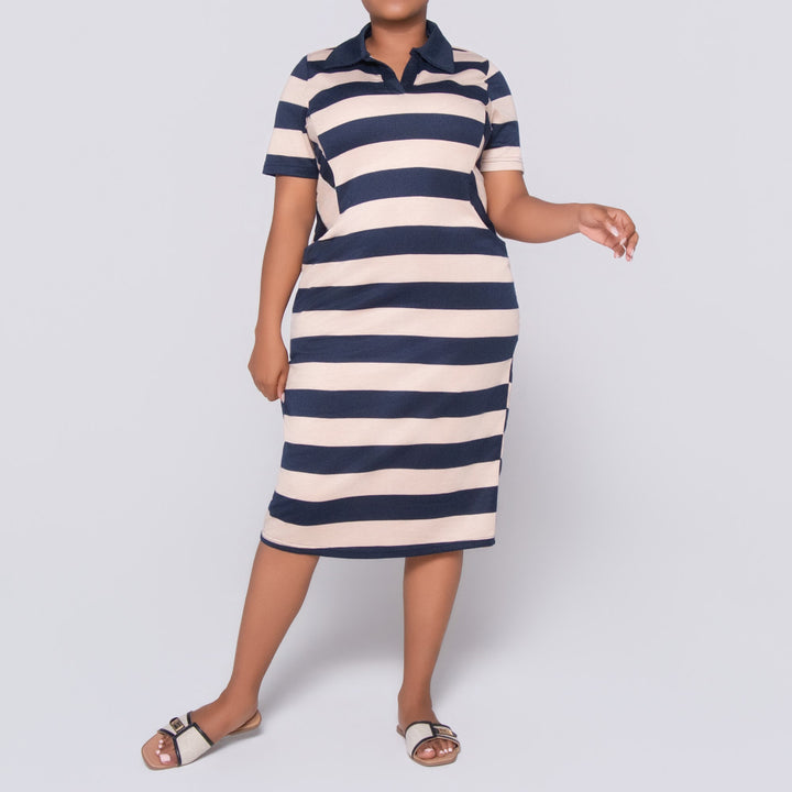 Plus Size Short Sleeve Striped  Tunic