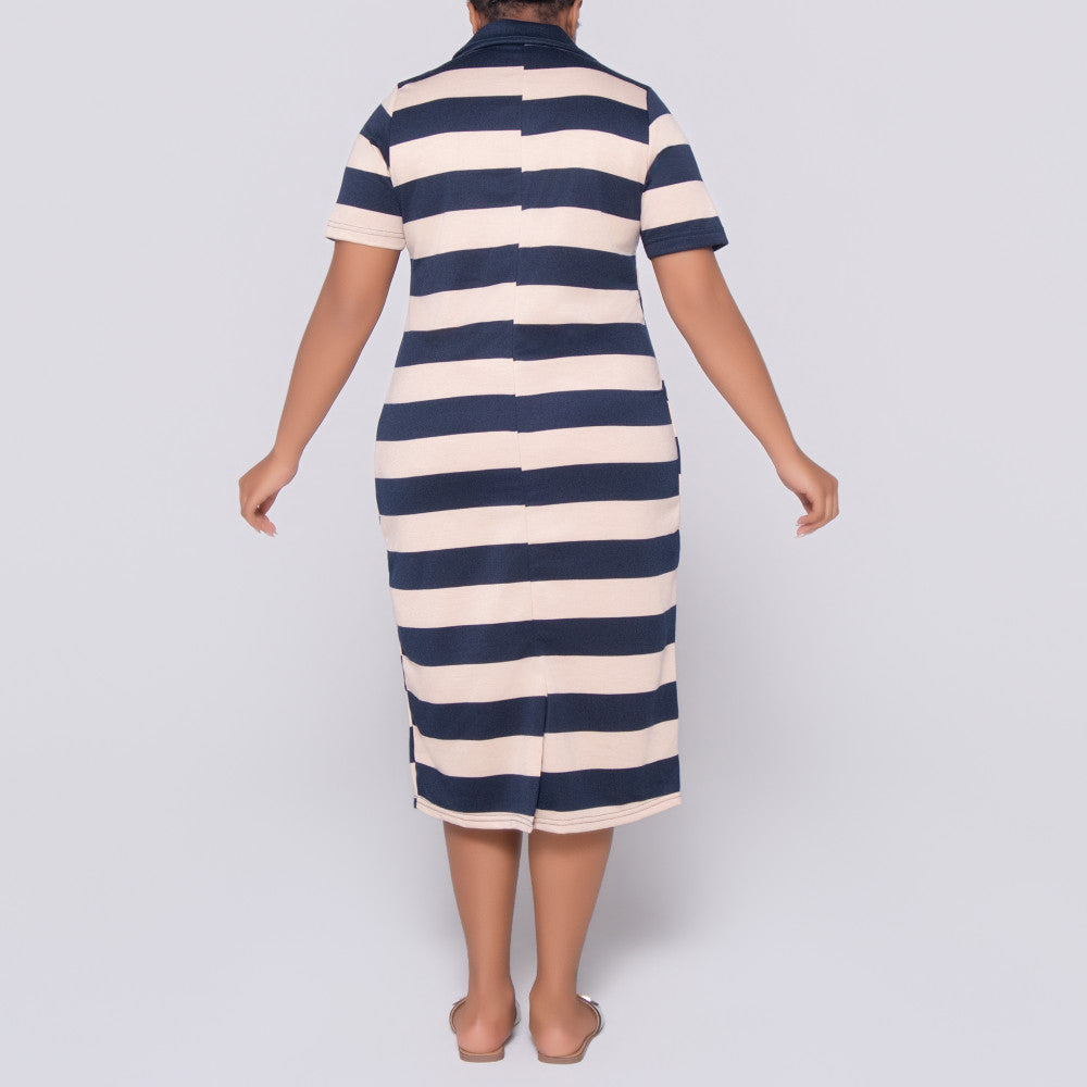 Plus Size Short Sleeve Striped  Tunic