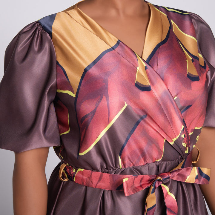 Plus Size Printed Satin Dress
