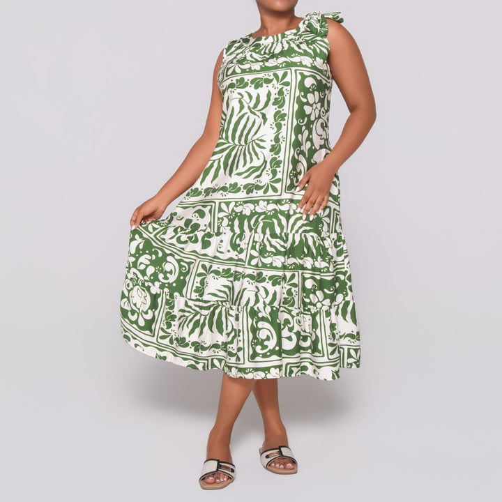 Plus Size Sleeveless Printed Dress