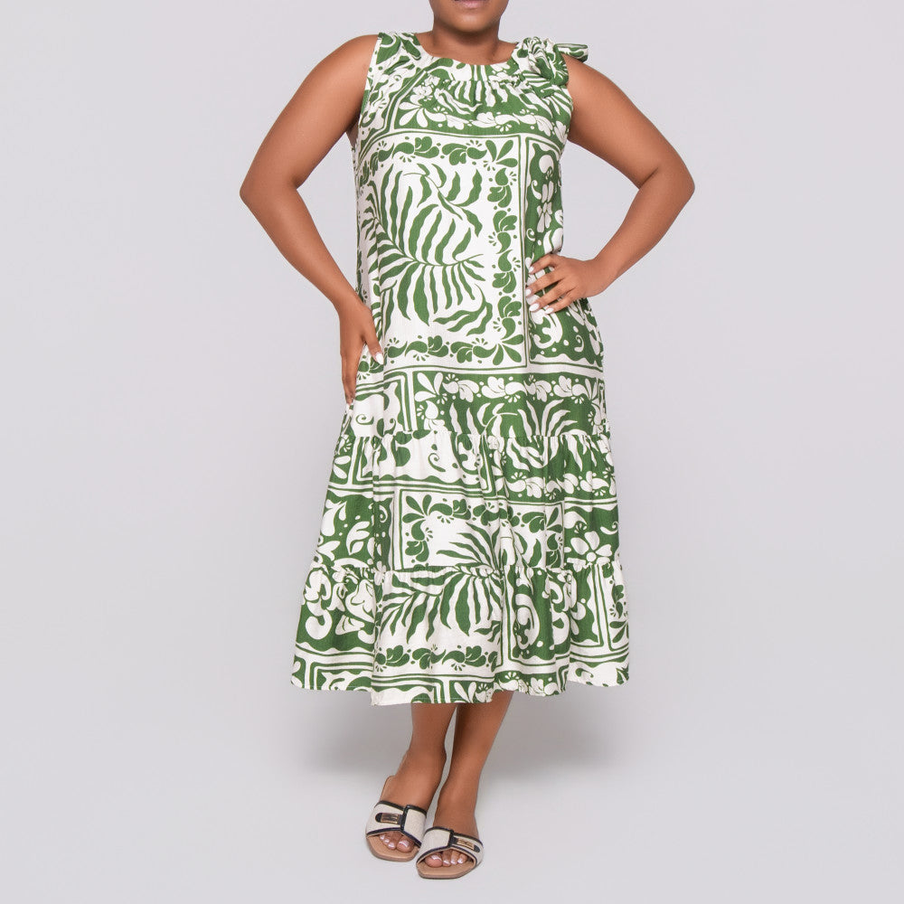 Plus Size Sleeveless Printed Dress