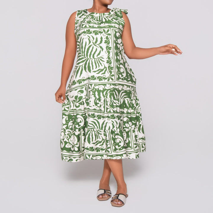 Plus Size Sleeveless Printed Dress