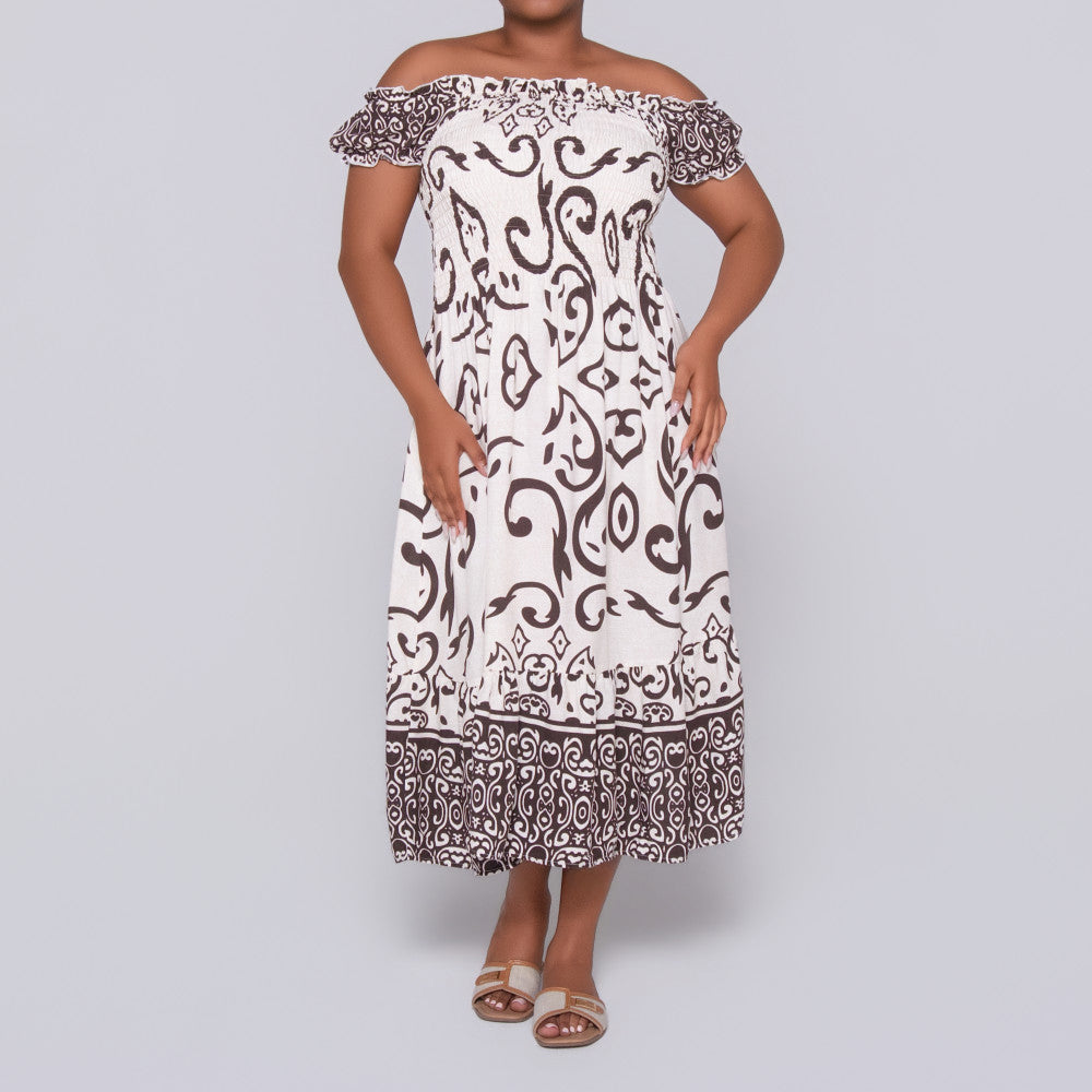 Plus Size Printed Viscose Tiered Dress