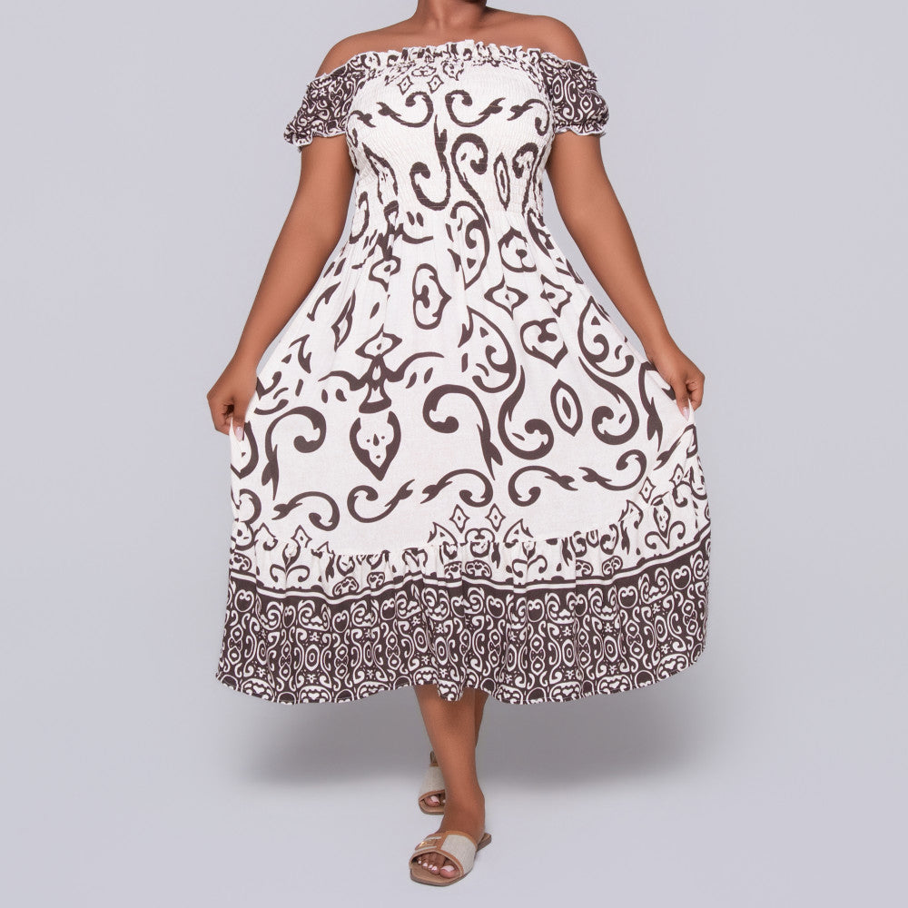 Plus Size Printed Viscose Tiered Dress