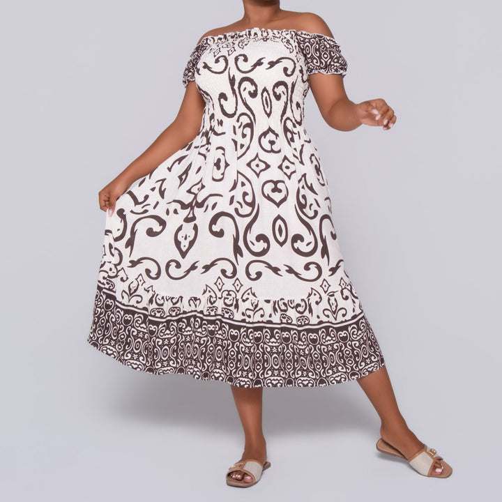 Plus Size Printed Viscose Tiered Dress