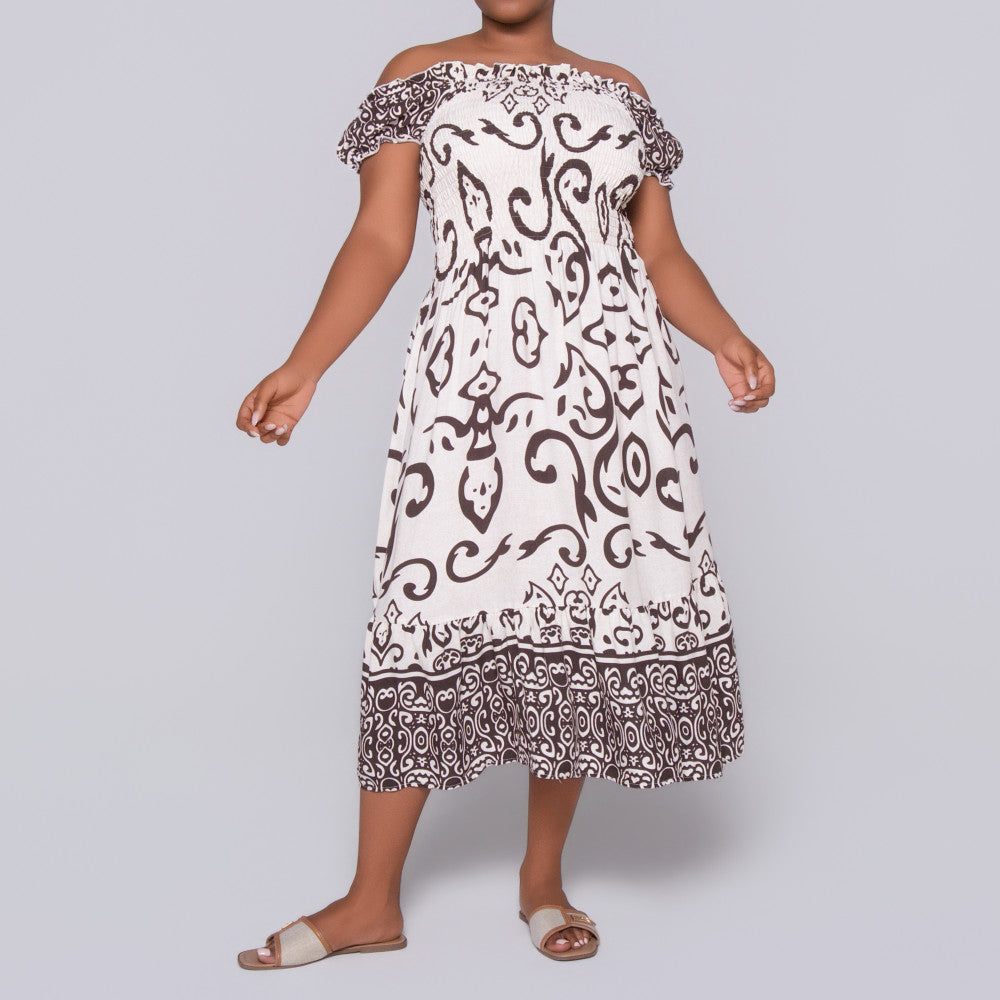 Plus Size Printed Viscose Tiered Dress