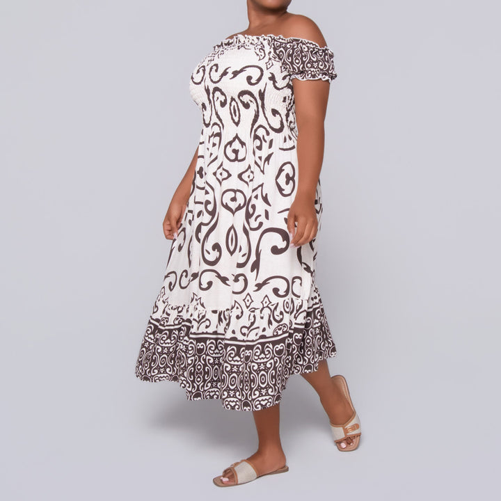 Plus Size Printed Viscose Tiered Dress