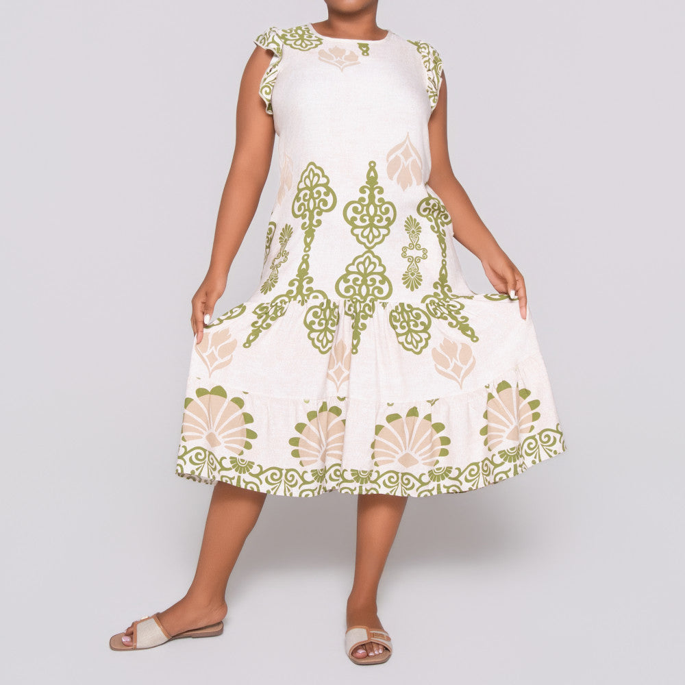 Plus Size Border Print Tunic