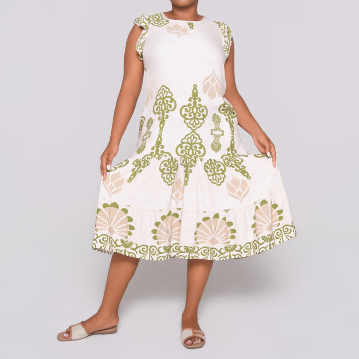 Plus Size Border Print Tunic