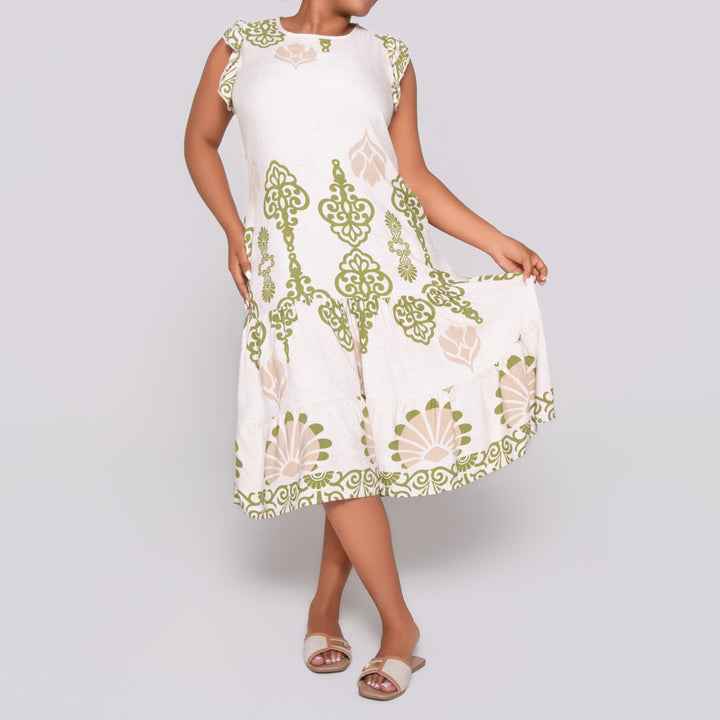 Plus Size Border Print Tunic