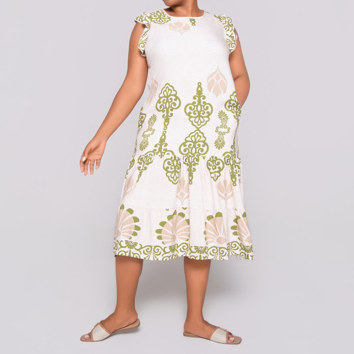 Plus Size Border Print Tunic