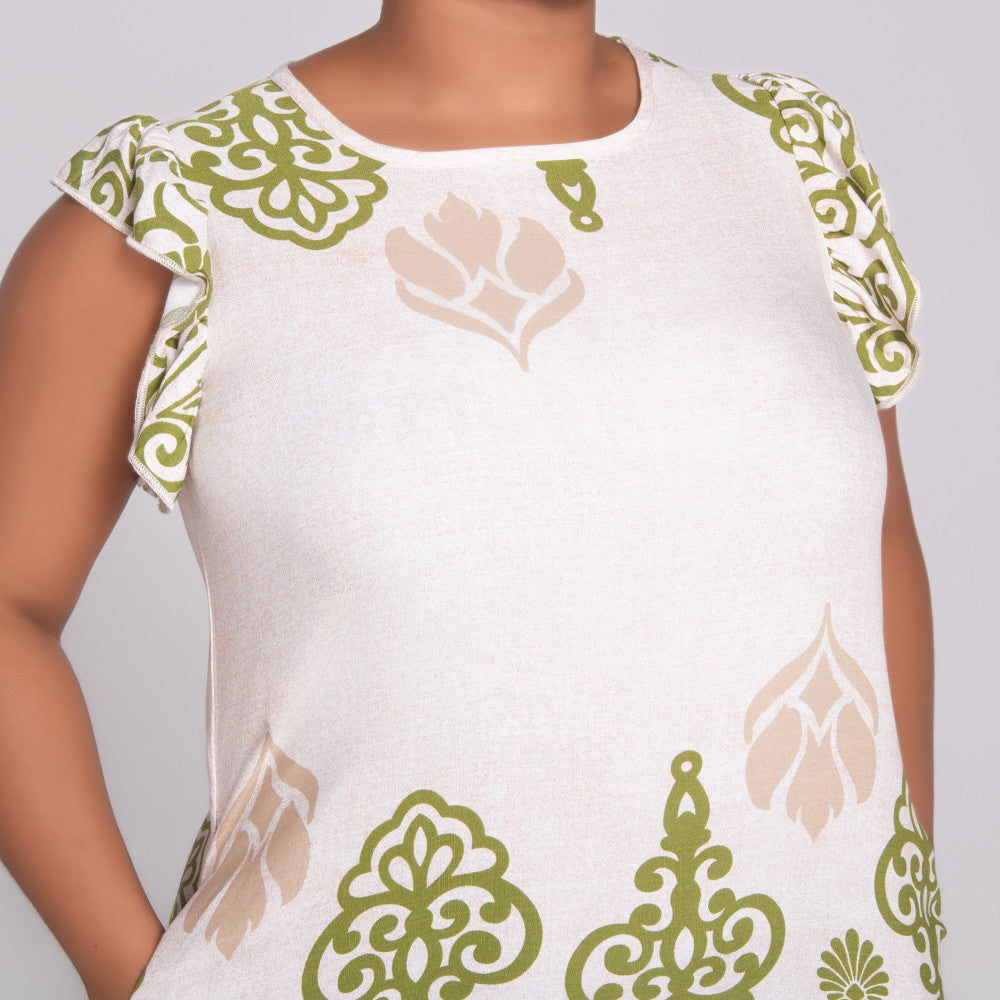 Plus Size Border Print Tunic