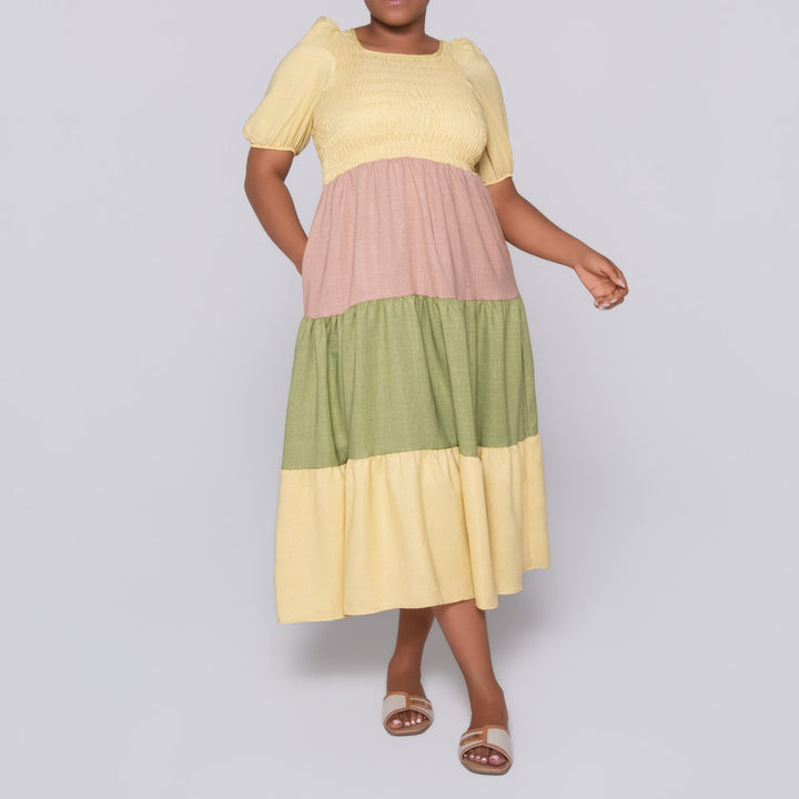 Plus Size Colour Block Dress