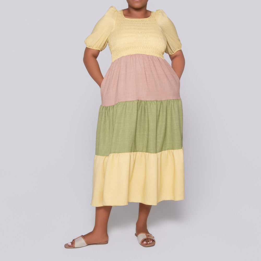 Plus Size Colour Block Dress