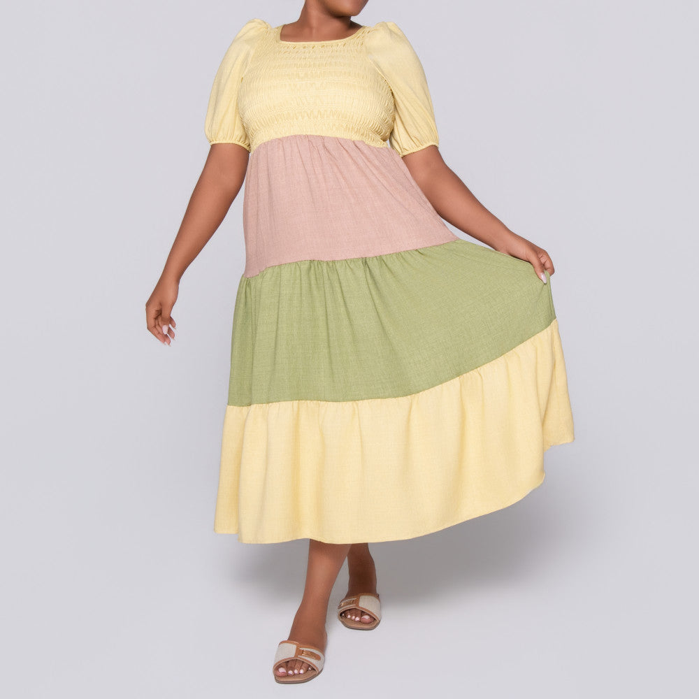 Plus Size Colour Block Dress
