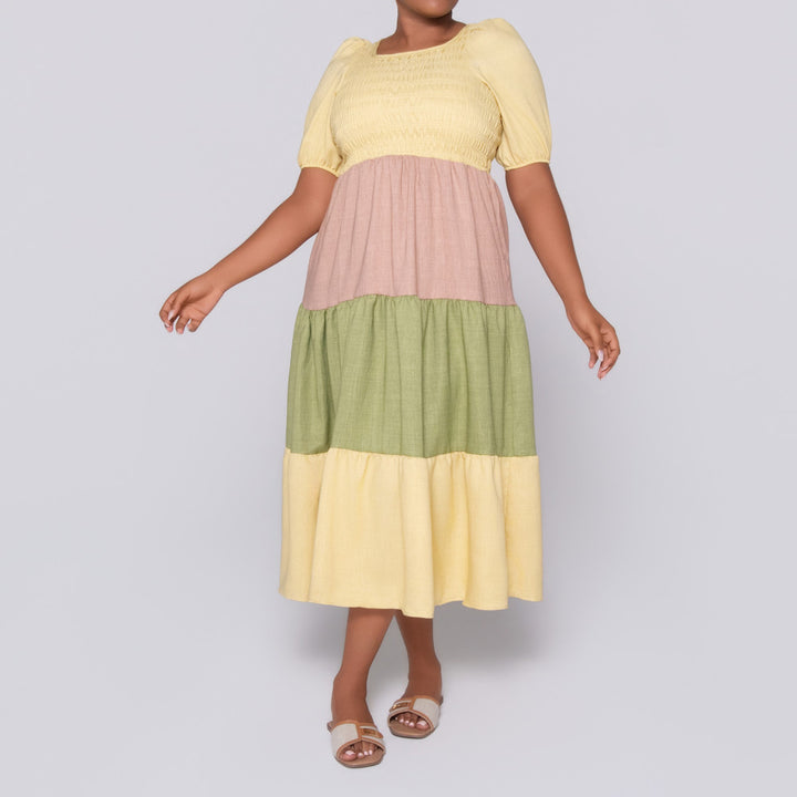 Plus Size Colour Block Dress