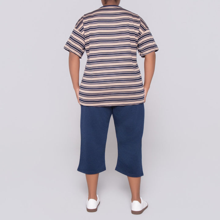 Plus Size Striped And Plain Set