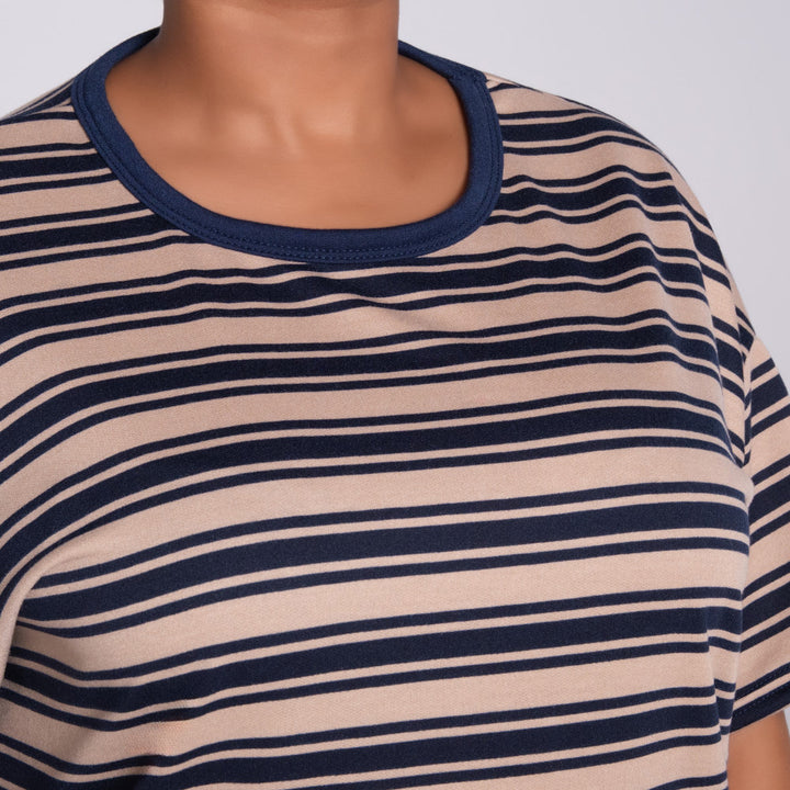 Plus Size Striped And Plain Set