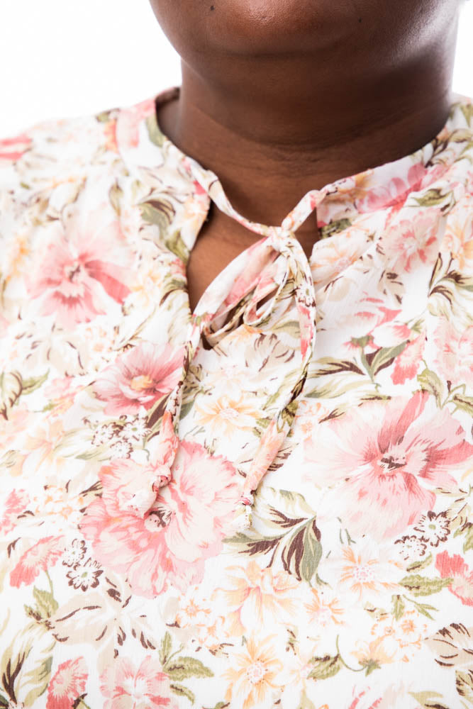 Plus Size Short Sleeve Printed Chiffon Tunic