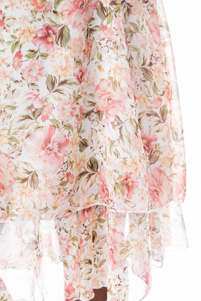 Plus Size Short Sleeve Printed Chiffon Tunic