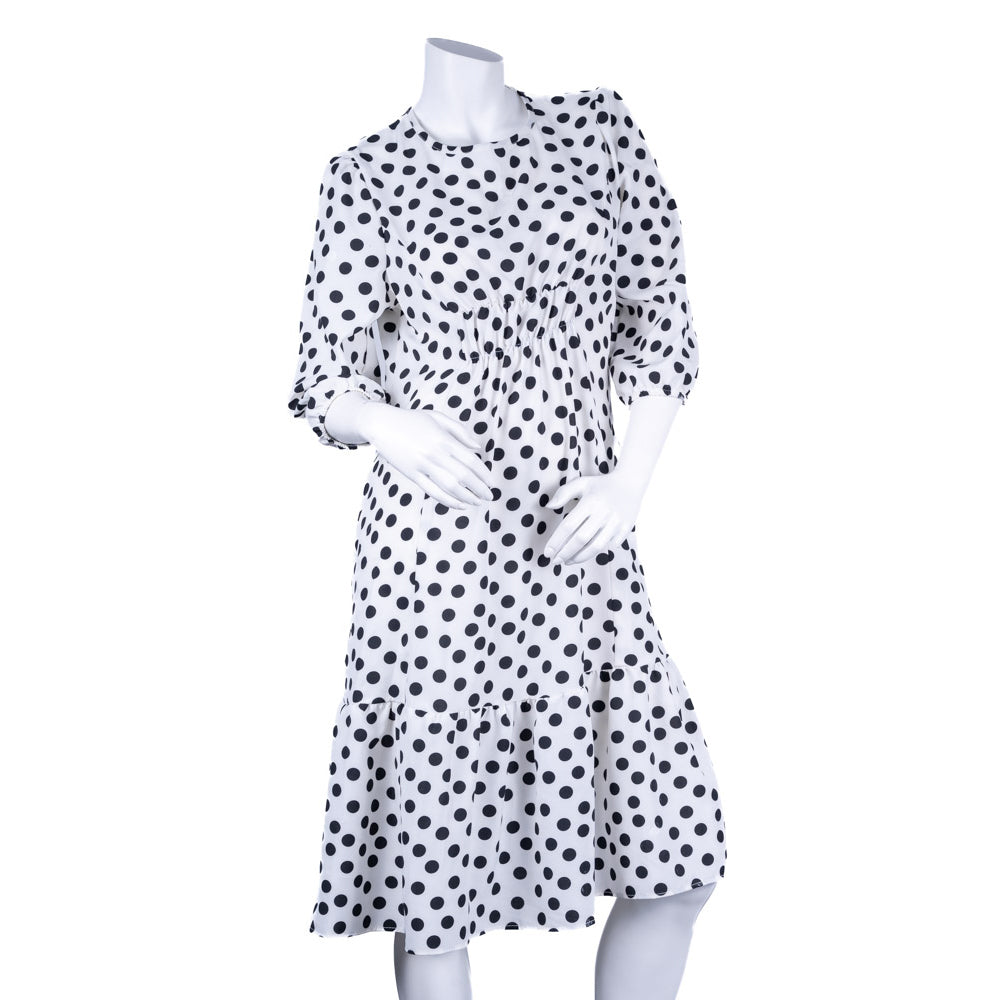 Plus Size Spotted Print Tiered Dress