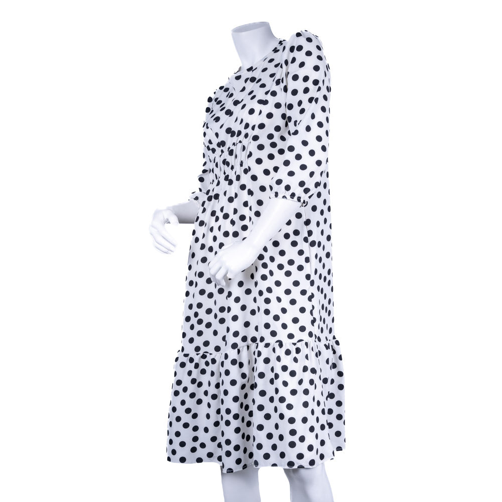 Plus Size Spotted Print Tiered Dress