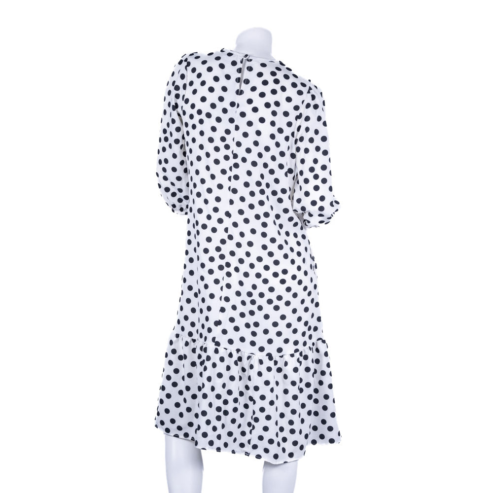 Plus Size Spotted Print Tiered Dress