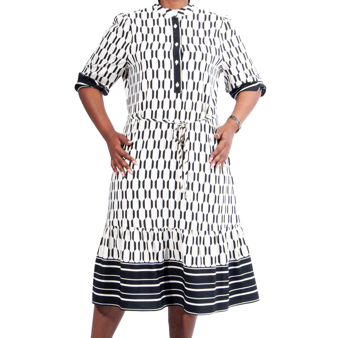 Plus Size Border Print Tunic